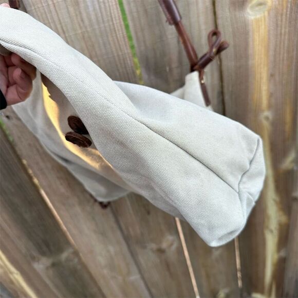 Jesslyn Blake Beige Canvas Leather Crossbody Messenger Bag Unisex - Picture 15 of 15